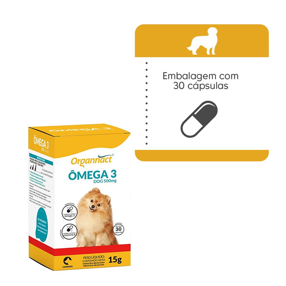 Suplemento Vitamínico para Cães Omega 3 Dog Organnact LeluPets